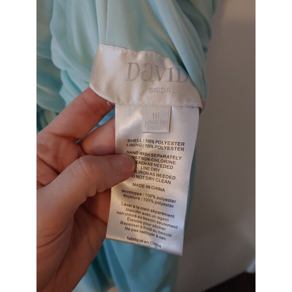 Davids Bridal Knee Length Bridesmaid Dress Ice Blue Size 16 - Picture 9 of 11